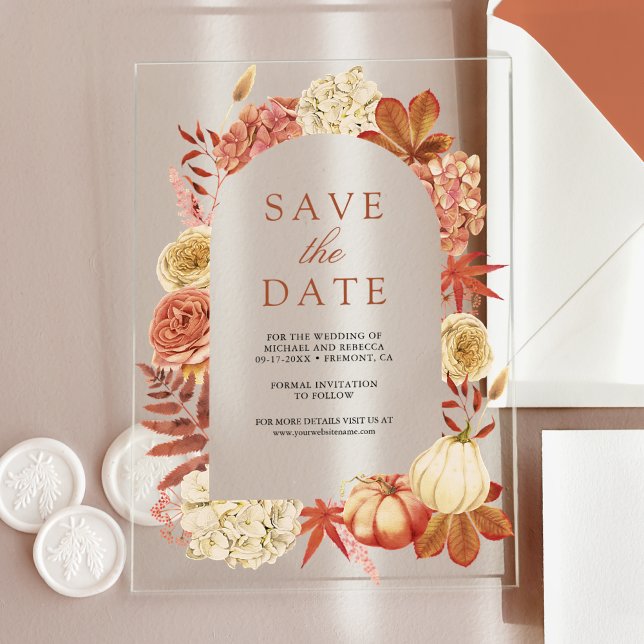 Terracotta Pumpkin Floral Wedding Save the Date (Creator Uploaded)