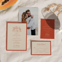 Terracotta Pumpkin Monogram Wedding Invitation