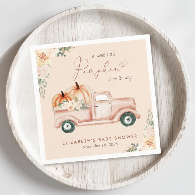 Terracotta Pumpkin Truck Baby Shower Napkins (Creator Uploaded)