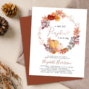 Terracotta Pumpkin Watercolor Baby Shower Invite