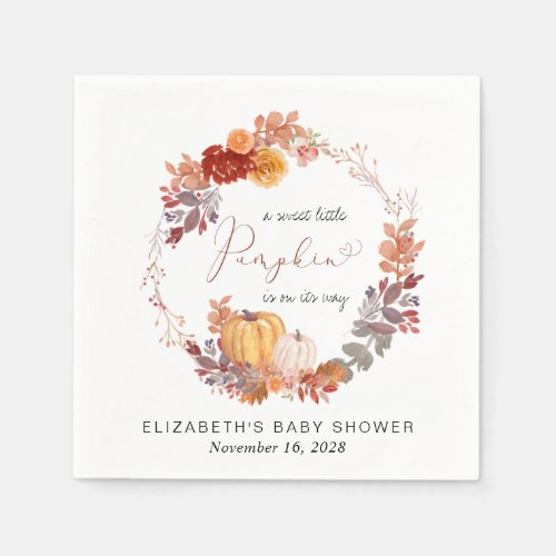 Terracotta Pumpkin Watercolor Baby Shower Napkins