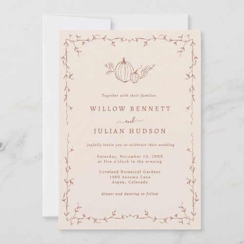 Terracotta Pumpkin Wedding Invitation