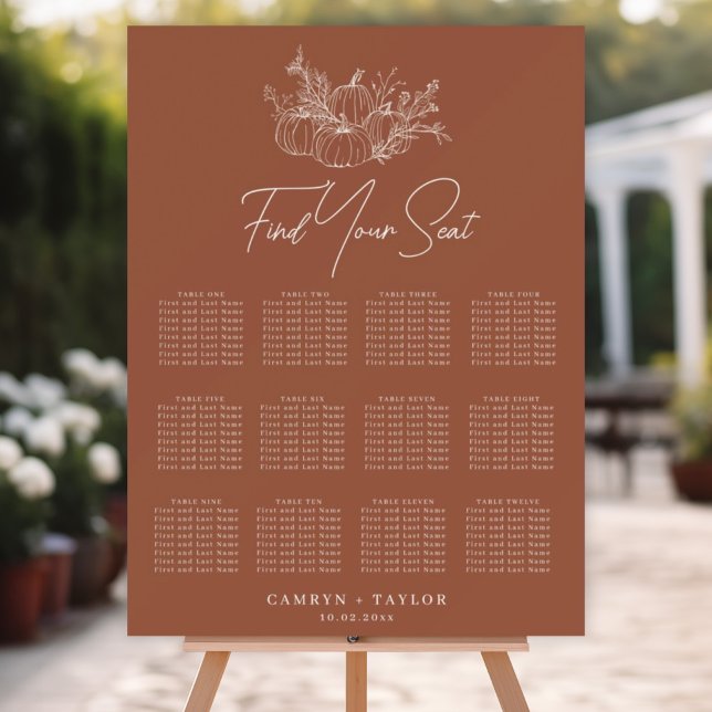 Terracotta Pumpkin Wedding Seating Chart Foam Board (Creator Uploaded)