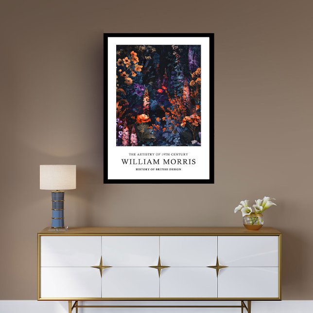 Terracotta & purple leaves William Morris nouveau Framed Art (Terracotta & purple leaves William Morris nouveau Framed Art)