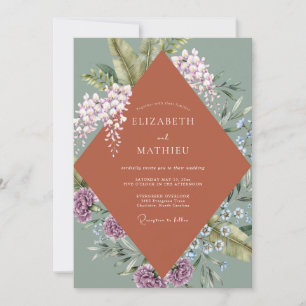 Terracotta Purple Wildflower Wedding Invitation
