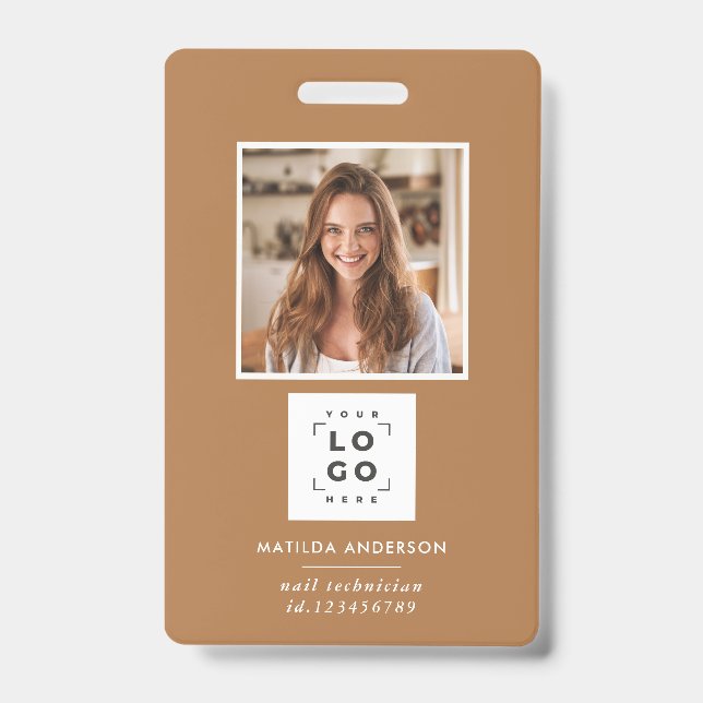 Terracotta QR code modern minimal photo abstract Badge (Front)