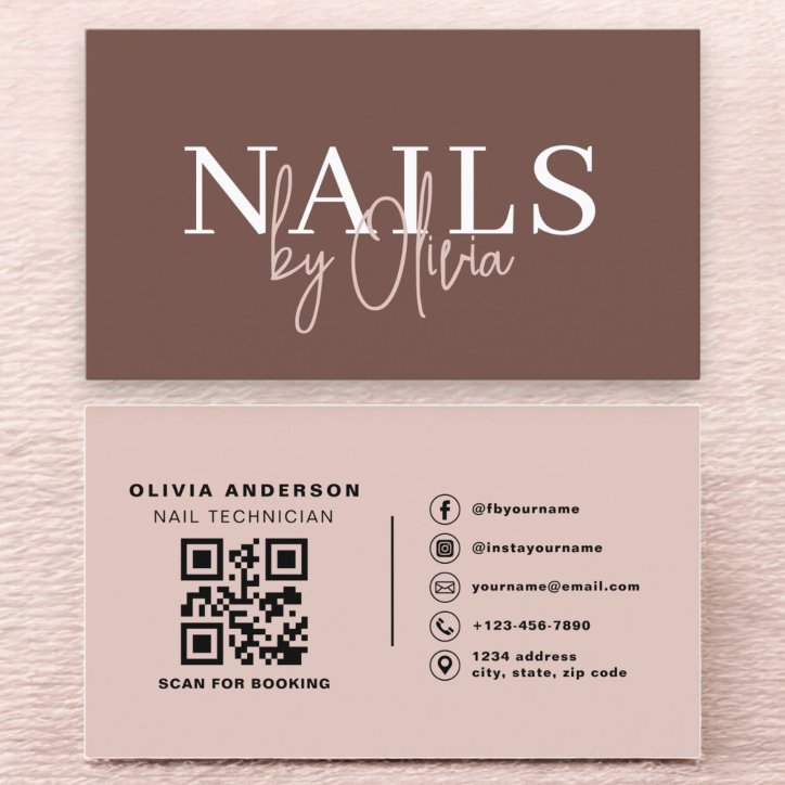Terracotta QR Code Nail Specialist Artist Modern Business Card