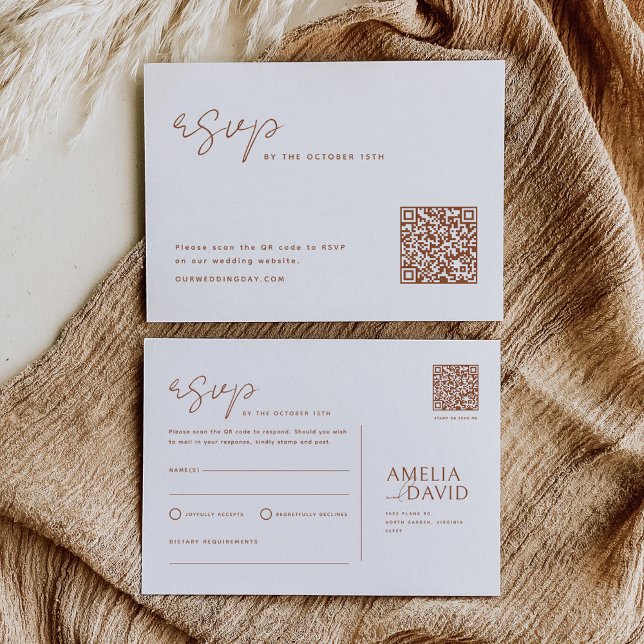 Terracotta QR Code RSVP Postcard (Creator Uploaded)