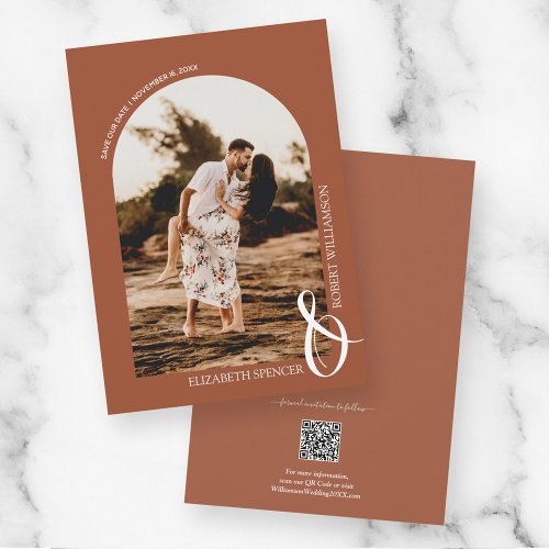 Terracotta QR Code Wedding Photo Save the Date