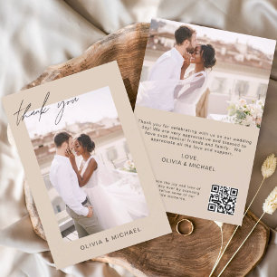 Terracotta QR Code Wedding Thank You Photo Card