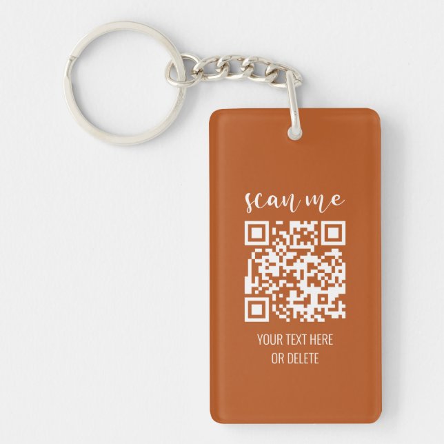 Terracotta QR Code Your Logo Business Cards Keychain (Front)