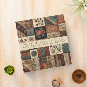 Terracotta Quilt Patchwork Floral Sewing Organizer 3 Ring Binder