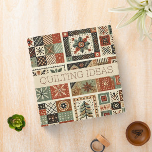 Terracotta Quilt Patchwork Floral Sewing Organizer 3 Ring Binder