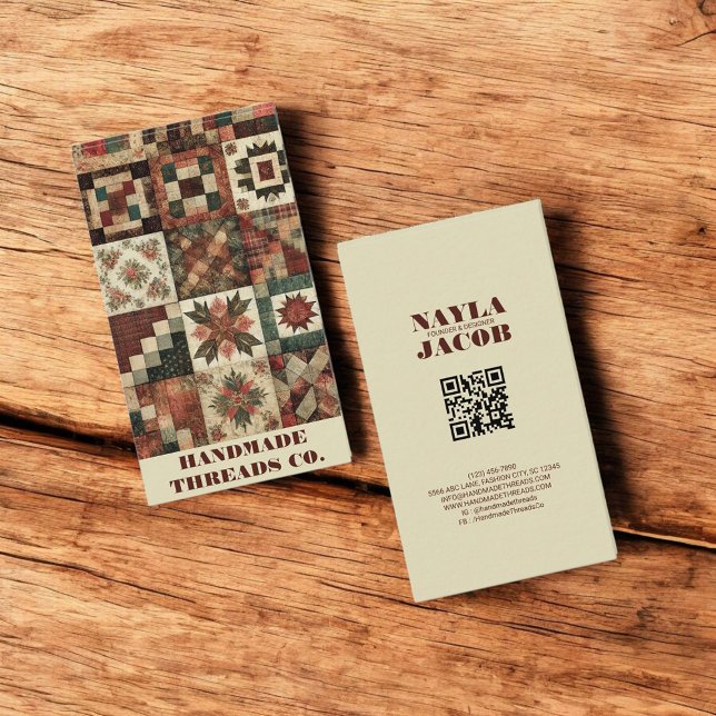 Terracotta Quilt Patchwork Handmade Clothing Business Card (Creator Uploaded)