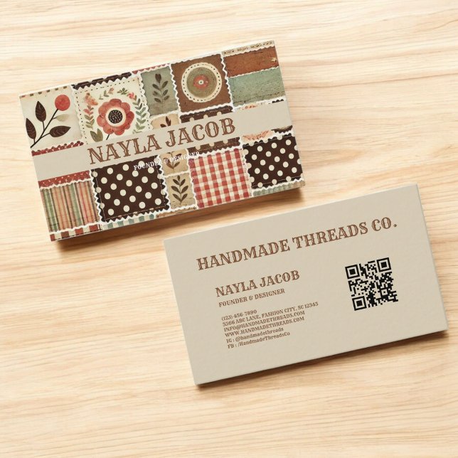 Terracotta Quilt Patchwork Handmade Clothing Business Card (Creator Uploaded)