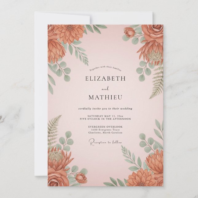Terracotta Radiant Desert Wedding Invitation (Front)