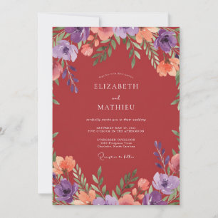 Terracotta Radiant Floral Wedding Invitation