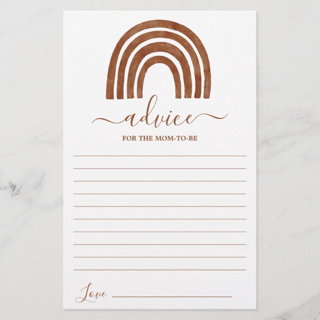 Terracotta Rainbow Advice for the Mom To Be card (Front)