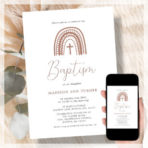 Terracotta Rainbow Baptism Invitation