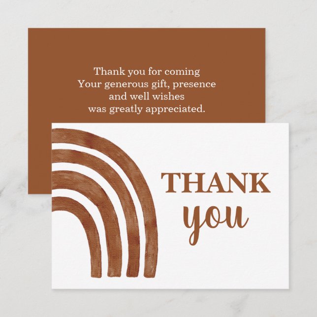 Terracotta Rainbow thank you Note Card (Front/Back)