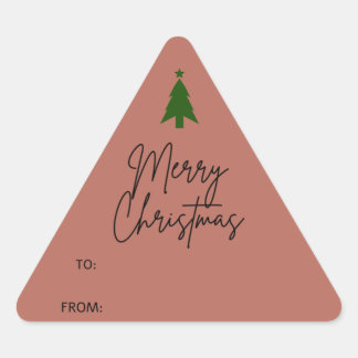 Terracotta Red Boho Christmas Gift Triangle Sticker