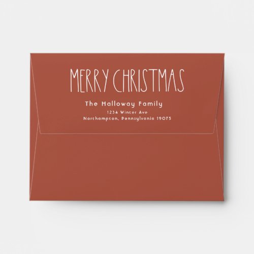Terracotta Red Boho Polka Dot Christmas Card Envelope