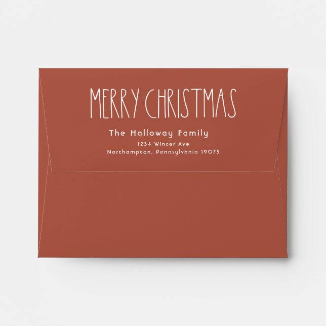 Terracotta Red Boho Polka Dot Christmas Card Envelope (Back (Top Flap))