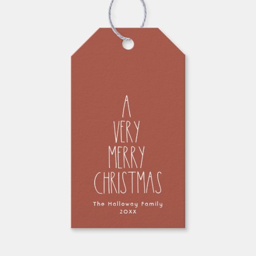 Terracotta Red Boho Polka Dot Christmas Gift Tags