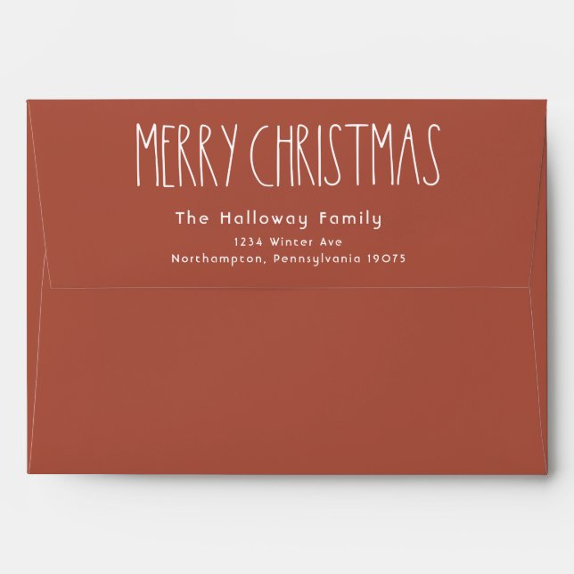 Terracotta Red Boho Polka Dot Christmas Invitation Envelope (Back (Top Flap))
