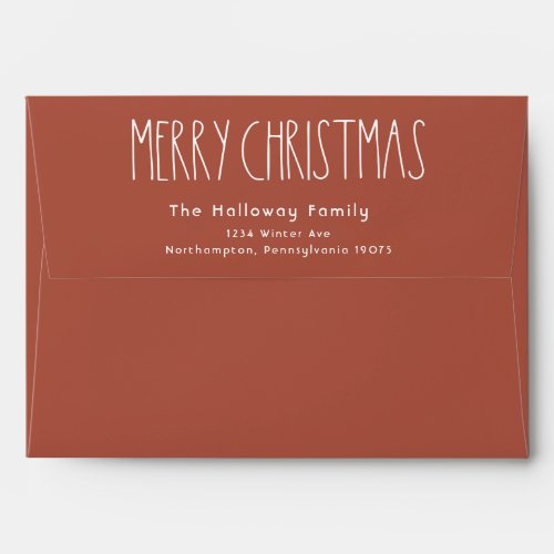 Terracotta Red Boho Polka Dot Christmas Invitation Envelope