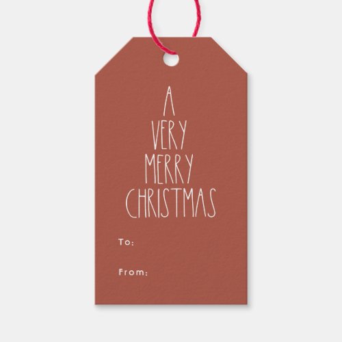 Terracotta Red Boho Polka Dot Christmas to from Gift Tags