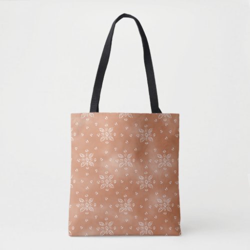 Terracotta red ethnic floral tie dye tote bag