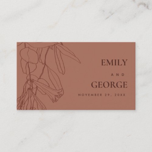 TERRACOTTA RED LINE DRAWING FLORAL WEDDING WEBSITE BUSINESS CARD