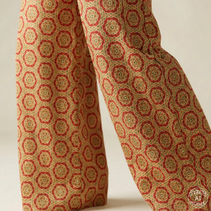 Terracotta Red Mustard Yellow Boho Geometric  Fabric