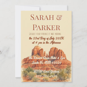 Terracotta Red Rock Desert Watercolor Wedding Invitation