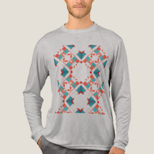 Terracotta Red Teal Blue Crisscross Mediterranean Tri-Blend Shirt