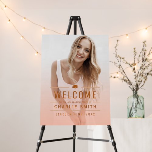 Terracotta Red Typography Photo Graduation Welcome Foam Board