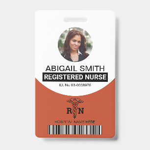 Terracotta Registered nurse caduceus photo Badge