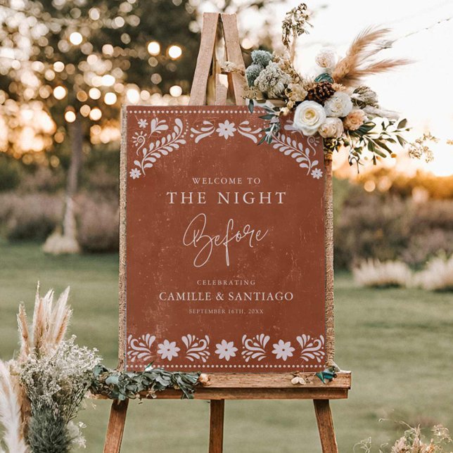 Terracotta Rehearsal Dinner Welcome Sign (Rustic Terracotta The Night Before Rehearsal Dinner Welcome Sign)