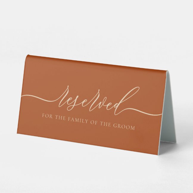 Terracotta Reserved for groom family Table Tent