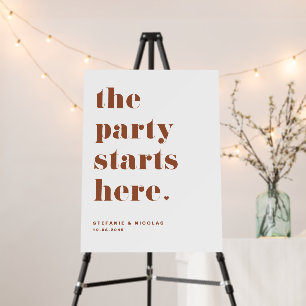 Terracotta Retro Bold The Party Starts Here Foam Board