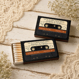 Terracotta Retro Cassette Tape Wedding Favor Matchboxes
