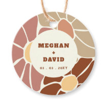 Terracotta Retro Groovy Boho Chic Floral Wedding Favor Tags