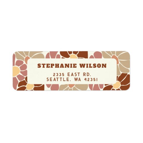 Terracotta Retro Groovy Boho Chic Floral Wedding Label