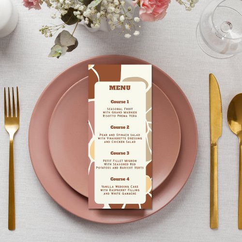 Terracotta Retro Groovy Boho Chic Floral Wedding Menu