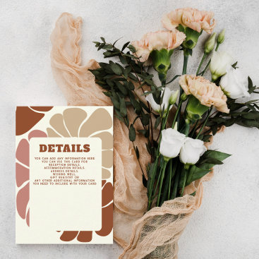 Terracotta Retro Groovy Boho Floral Details  Enclosure Card