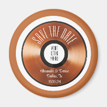 Terracotta retro orange vinyl record save the date