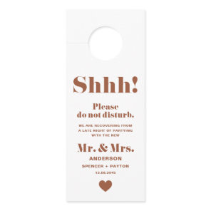 Terracotta Retro Typography Do Not Disturb Wedding Door Hanger