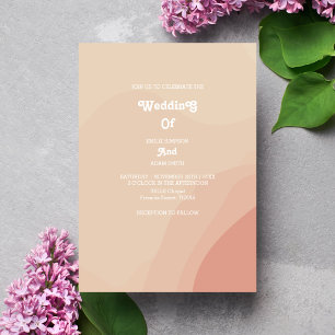 terracotta  retro vintage 70s wedding invitation