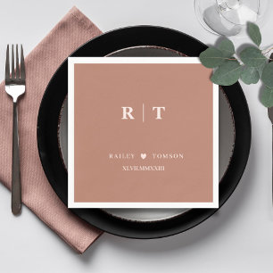 Terracotta Roman Rumerals Minimalist Monogram Napkins